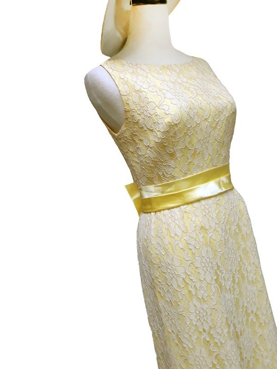 Fiber Street VINTAGE ! 60s elegant yellow lace sp… - image 2