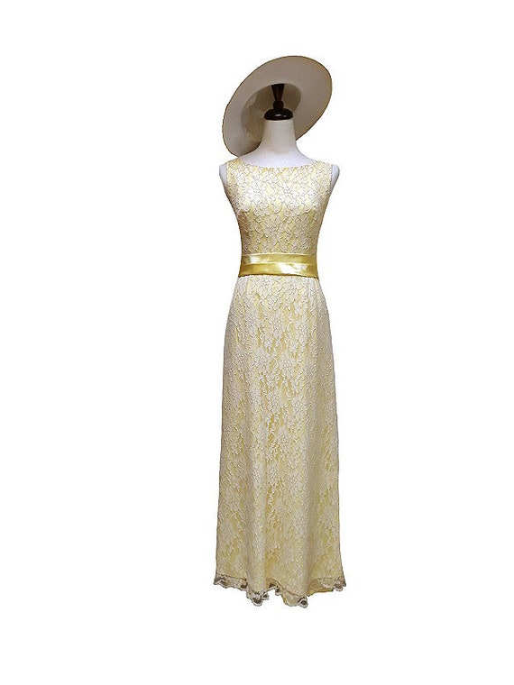 Fiber Street VINTAGE ! 60s elegant yellow lace sp… - image 7