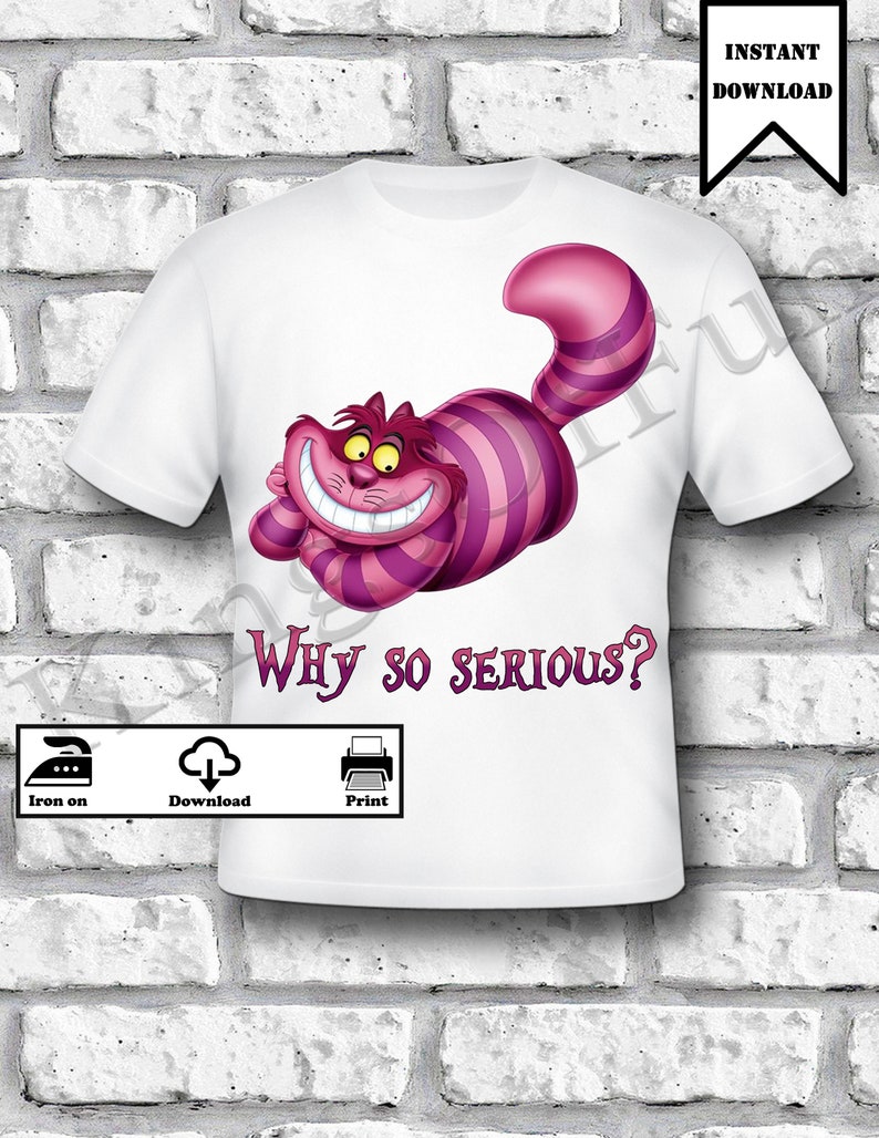 Cheshire Cat Shirt Iron On Transfers Image Disney Design Alice Etsy