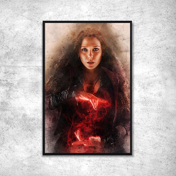 Poster Wanda Maximoff affiche Marvel de La sorcière rouge Scarlet Witch. Art mural décoration affiche Marvel. Idée originale de cadeau.