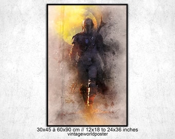 Poster Mandalorian Din Djarin The Mandalorian. Star Wars poster. Star Wars poster. Stars War wall art Original The Mandalorian gift.