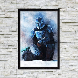 Poster Mandalorian Din Djarin. This The Mandalorian and Grogu poster from the Star Wars Universe is a great gift for your home decor.