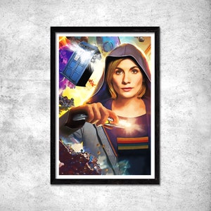 Doctor Who Poster Tardis . Jodie Whittaker Doctor Who Affiche art mural Time lord . Idée cadeau originale décoration Doctor Who