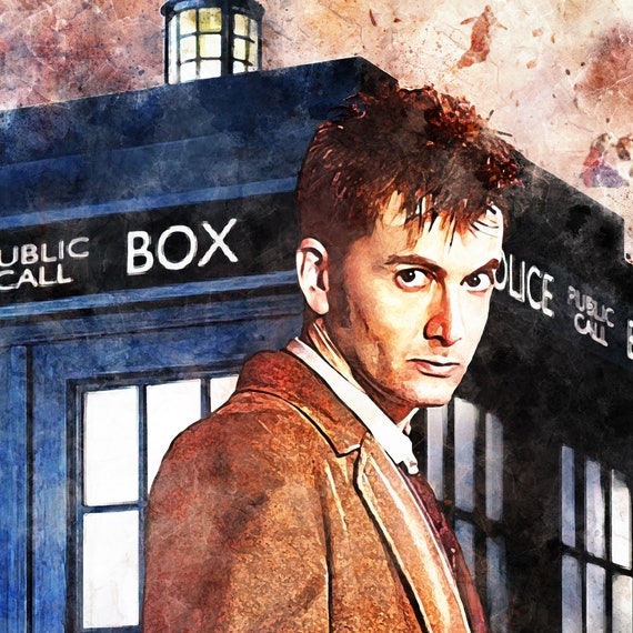 DailyGifts Doctor Who Tardis T-Shirt – David Tennant Era, Black, Short Sleeve, UK Made