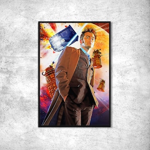 Doctor Who Poster Tardis. Poster David Tennant seasons 2 to 4. Time lord wall art . Doctor Who decoration gift idea