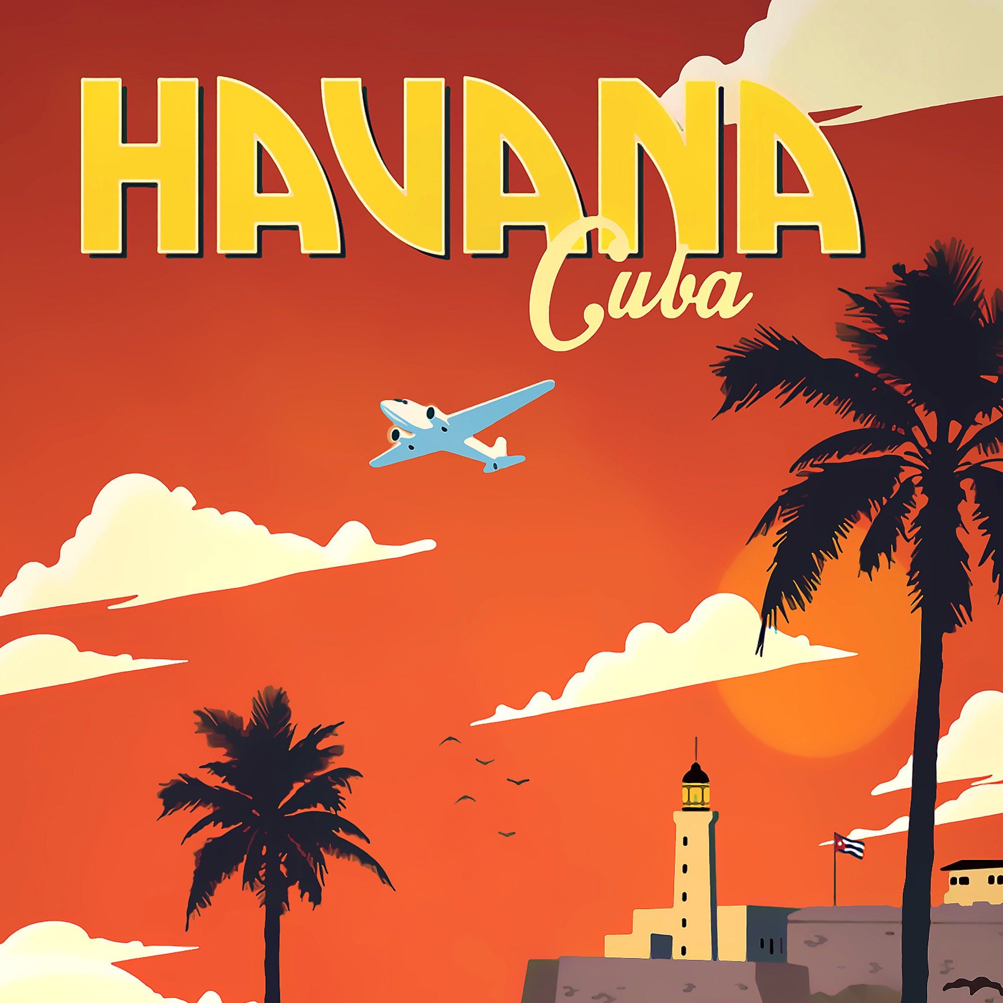 Havana Cuba poster vintage travel poster Havana Cuba print Etsy