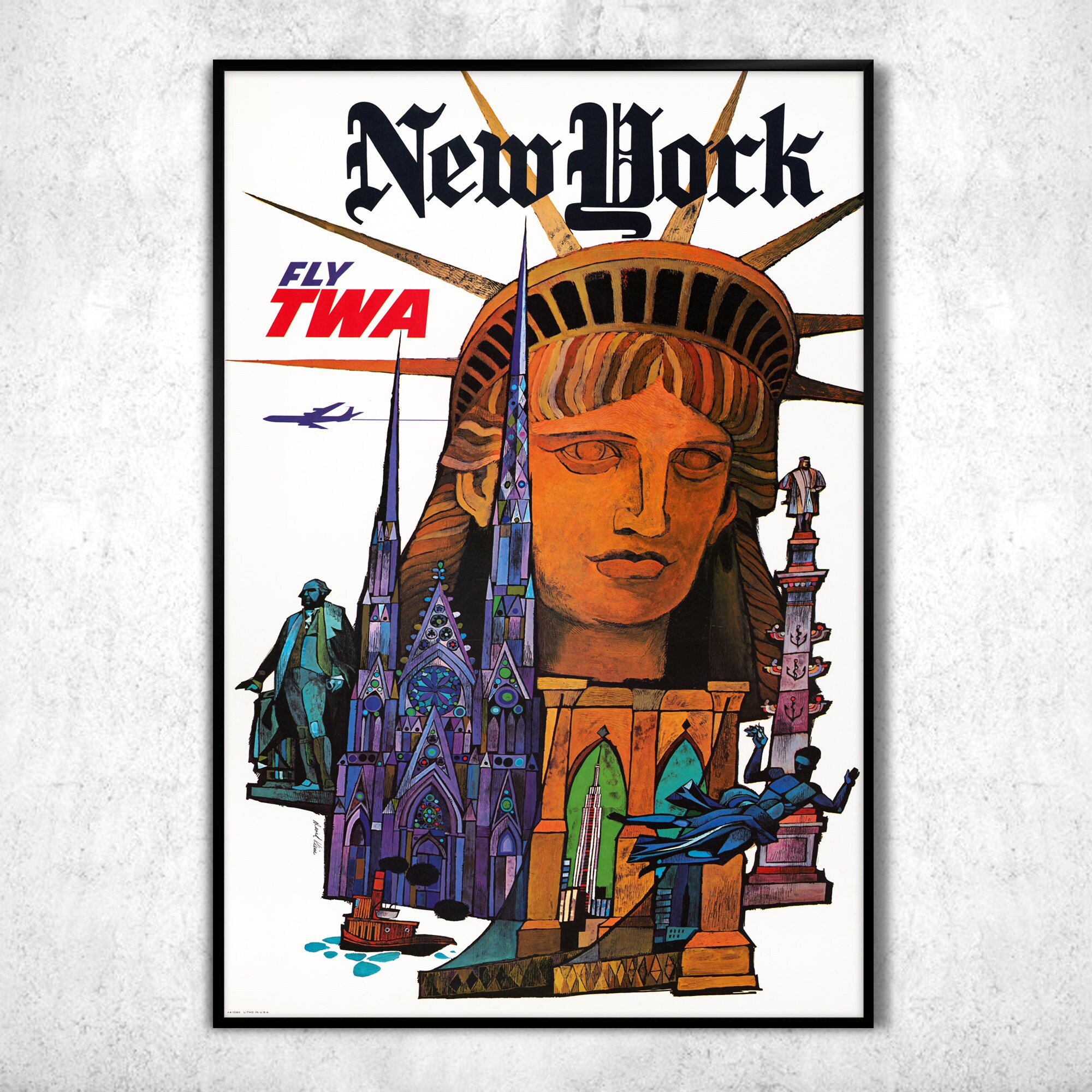 Vintage New York TWA Travel Poster. Vintage New York Fly TWA