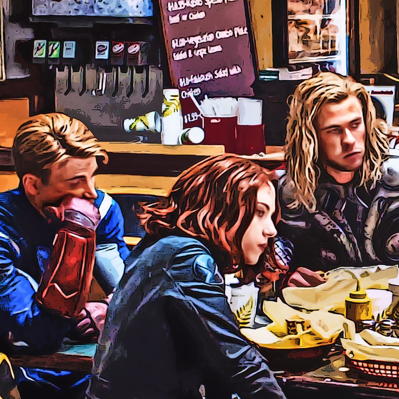 Avengers Shawarma Marvel poster avengers art print poster Iron Etsy