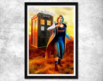 Doctor Who Poster Tardis. Doctor Who wall art Time lord wall art Jodie Whittaker poster. Decoration Doctor Who Original gift idea