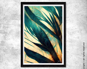 Wall art floral . Poster floral palm boho abstract . Poster Floral modern art Abstract botanical print. Abstract poster Boho plant art.