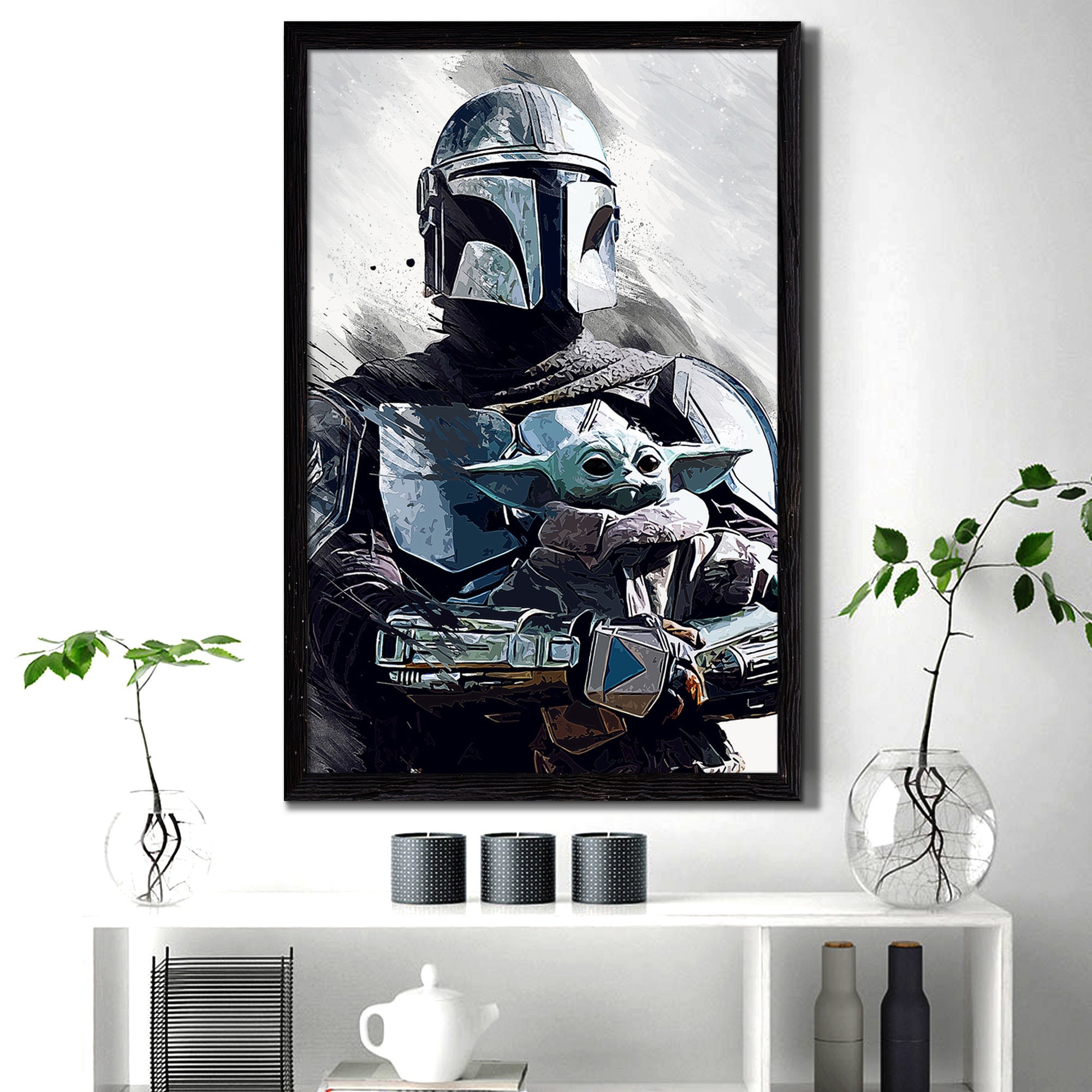 Discover Star Wars Mandalorianer- und Grogu Liebhaber Poster