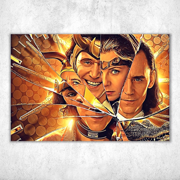 Loki poster art Marvel. Wall art Avengers Tom Hiddleston. Avengers home decor and child room. #FA251