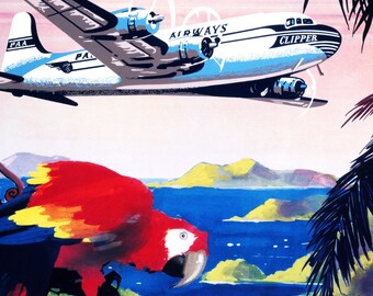 PAN AM CARIBBEAN Rf29 - POSTER HQ 50x70cm d'une AFFICHE VINTAGE - UK