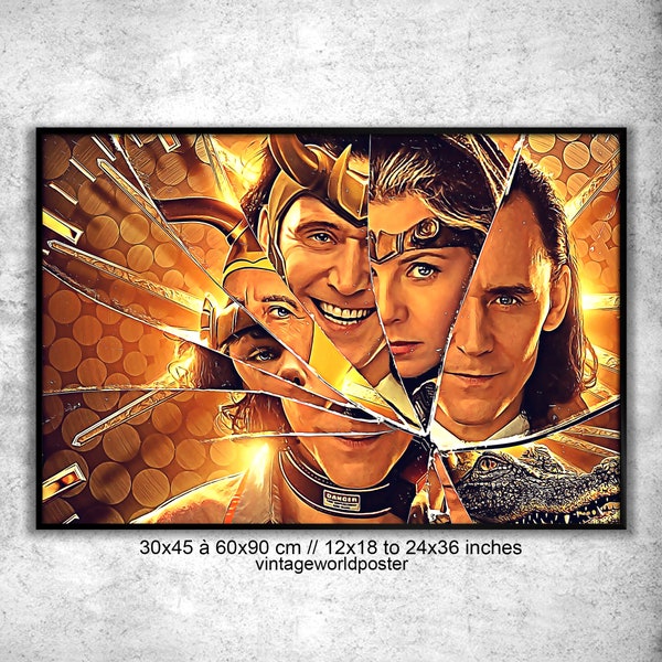 Loki poster art Marvel. Wall art Avengers Tom Hiddleston. Avengers home decor and child room. #FA251