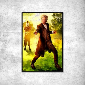 Poster di Doctor Who con Peter Capaldi e Tardis. Poster da parete di Doctor Who con il Signore del Tempo. Decorazione di Doctor Who, idea regalo originale.