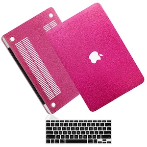 Glitter Sparkle Starry Bling Rose Red Sparkling Hard Case Rough Hot Pink Laptop Protective Cover for Macbook Air 11/13 Pro 13/14/15/16 +Kb