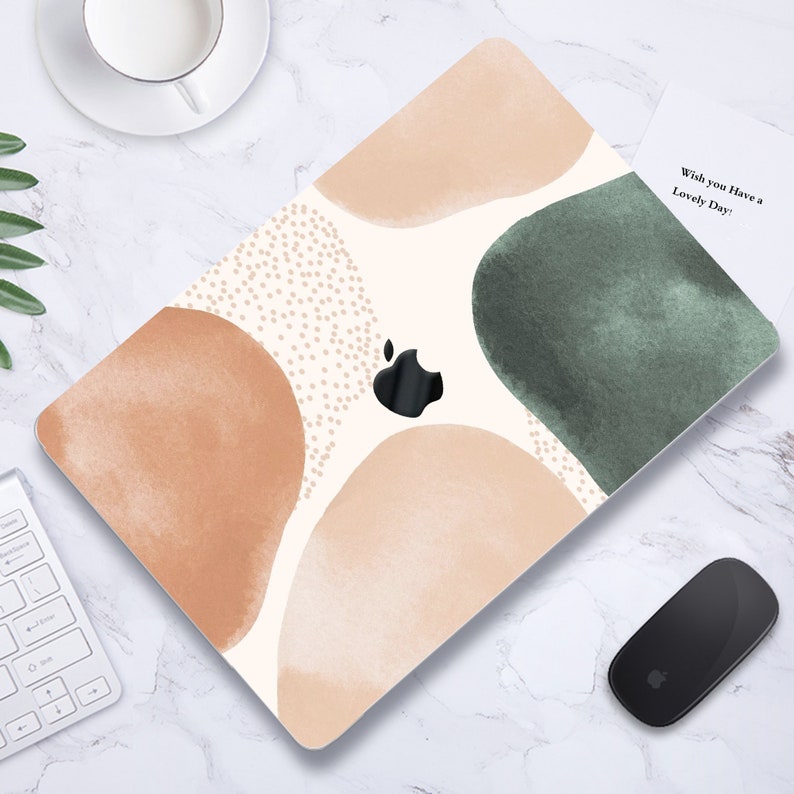 Aesthetic Wavy Minimalist Bohemian Illustration Painting Hard Case Rubberized Laptop Cover for MacBook Air Pro 11/13/14/15/16 Keyboard Skin afbeelding 4