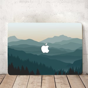 Gradual Painting Hard Rubberized Laptop Landscape Mountains Art Print Case for Macbook Air 11/13 Pro13/14/15/16 2008-2023 +Keyboard Cover