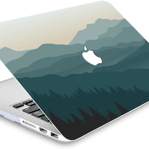 Gradual Painting Hard Rubberized Laptop Landscape Mountains Art Print Case for MacBook Air 11/13 Pro13/14/15/16 2008-2023 Keyboard Cover image 6