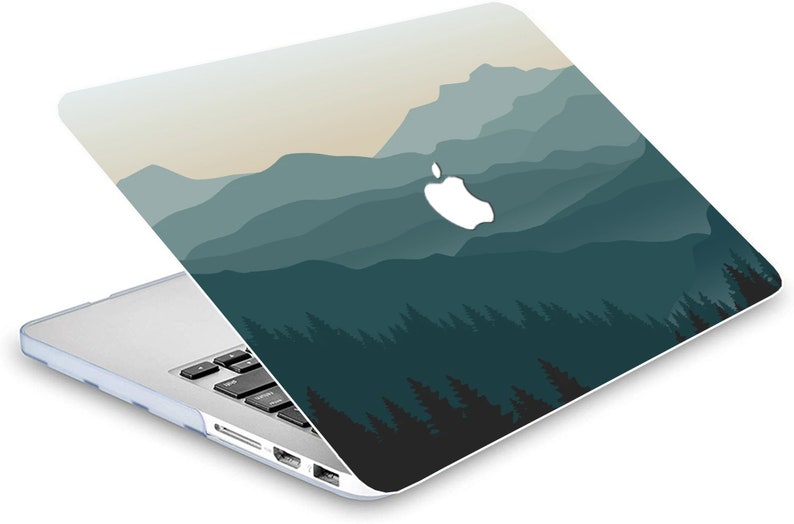 Gradual Painting Hard Rubberized Laptop Landscape Mountains Art Print Case for MacBook Air 11/13 Pro13/14/15/16 2008-2023 Keyboard Cover image 6