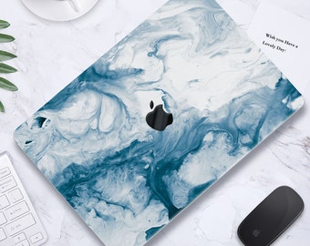 White Gray Marble Painting Case Hard Rubberized Ink Water with Yellow Lines Laptop Cover for Macbook Air 1113 Pro 131516 2020 Keyboard