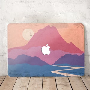 Japanese Mountain Hill Road Painting Sunset Landscape Hard Cover Abstract Forest Rubberized Laptop Case for Macbook Air Pro 13/14/15/16 +kb