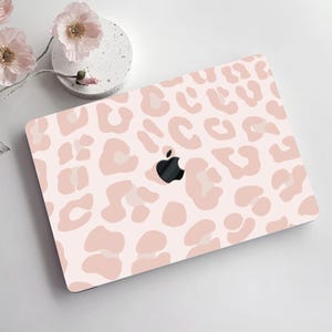 Cute Animal Print Blush Cheetah Seamless Light Pink Grey Leopard Case Hard Rubberized Cover for Macbook Air 11/13 Pro 13/14/15/16+ Keyboard