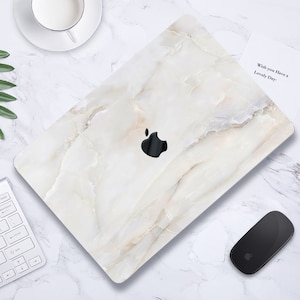 Classic White Jade Marble Stone Vein Painting Hard Rubberized Art Natural Grain Laptop MAC Case Cover for MacBook Air Pro 13/14/15/16 Kb image 6