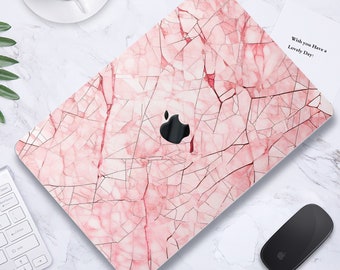 Elegance Light Pink Marble Painting Hard Rubberized Case Seamless Nature Crackled Granite Laptop Cover for Macbook Air Pro 13/14/15/16 +Kb