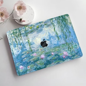 Water Lilies Oil Painting Hard Cover Famous Monet Artwork Leaf Landscape Rubberized Laptop Case for Macbook Air 11/13 Pro 13/14/15/16 +kb