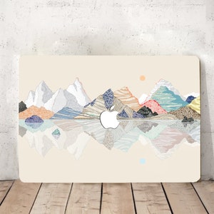 Landscape Painting Hard Laptop Matte Case Hand Draw Mountains Rubberized Cover for Macbook Air 11/13 Pro 13/15/16 2008-2023 +Keyboard Skin