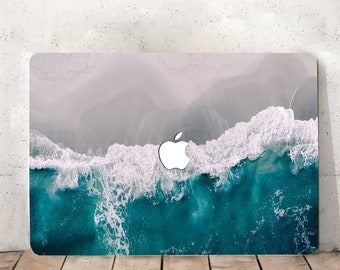 Ocean Beach Wave Painting Hard Laptop Case Art Sea Waves Simple Skin Rubberized for Macbook Air 11/13 Pro 13/15/16 2008-2023 +Keyboard Cover