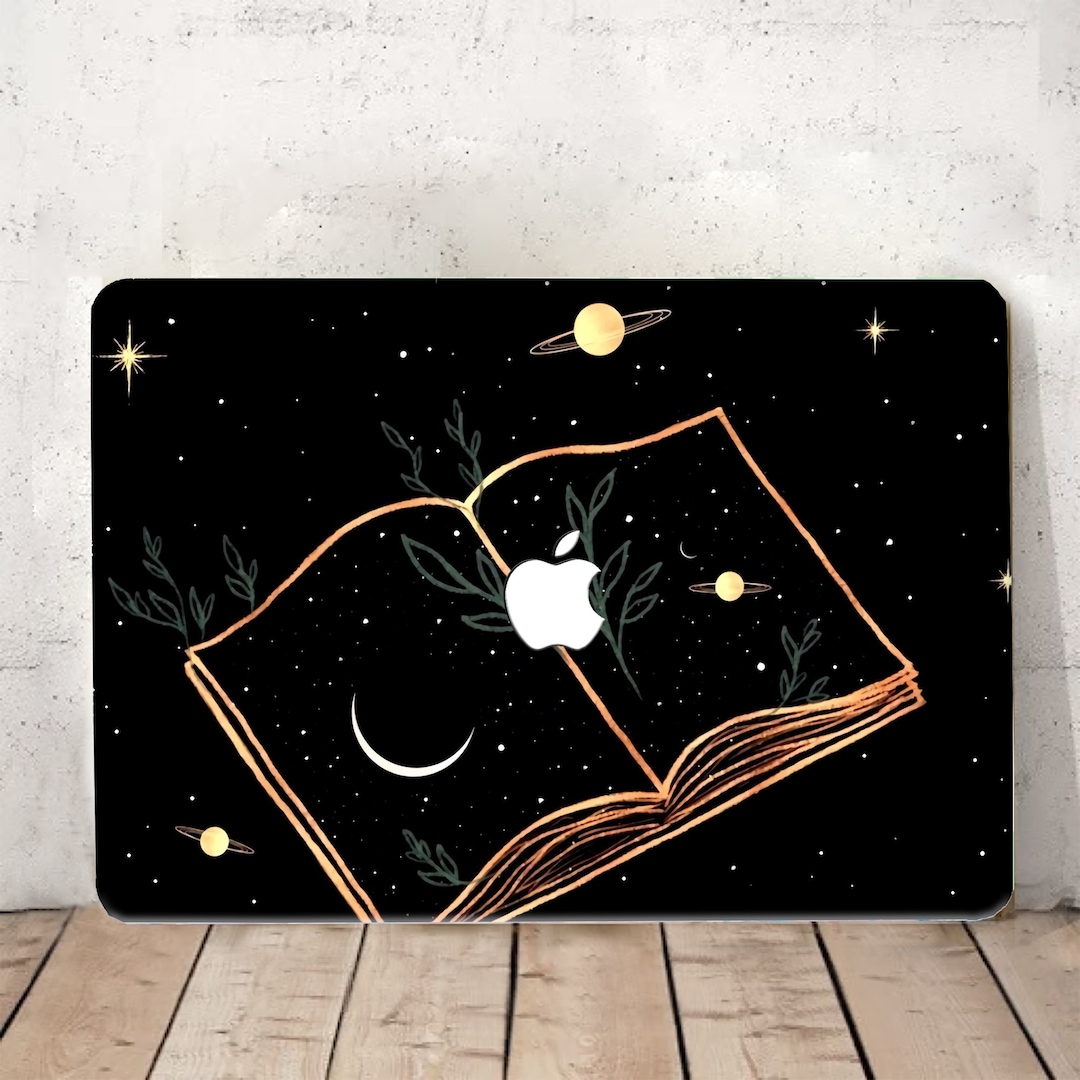 Starry Night Magic Book Design Hard Rubberized Cover Black Yellow Moon ...
