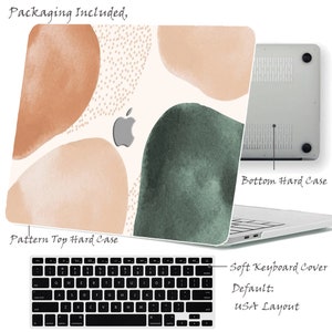 Aesthetic Wavy Minimalist Bohemian Illustration Painting Hard Case Rubberized Laptop Cover for MacBook Air Pro 11/13/14/15/16 Keyboard Skin afbeelding 3