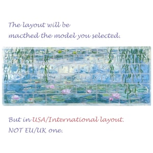 USA/INTERNATIONAL LAYOUT Soft Silicone Keyboard Cover Water Lilies Oil Painting Artwork Printing for Macbook Air Pro 13/14/15/16 2008-2025