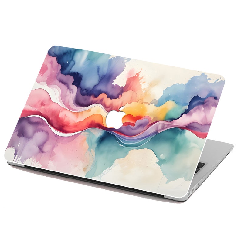 Watercolor Abstract Backgrounds Painting Hard Rubberized Case Art Colorful Seamless Laptop MAC Cover for MacBook Air Pro 13/14/15/16 Kb image 4