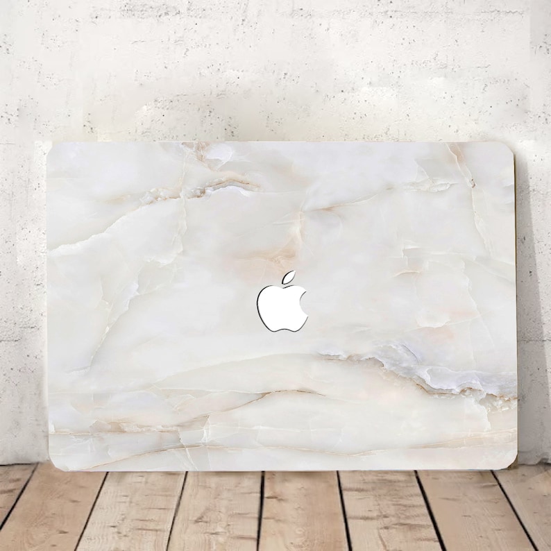 Classic White Jade Marble Stone Vein Painting Hard Rubberized Art Natural Grain Laptop MAC Case Cover for MacBook Air Pro 13/14/15/16 Kb image 1