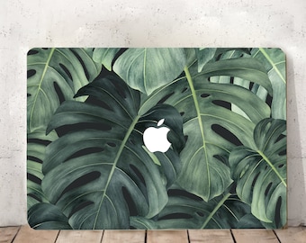 Palm Leaves Tropical Green Leaf Painting Hard Rubberized Laptop Case Cover for Macbook Air 11/13 Pro 13/15/16 2008-2023 and Keyboard Skin