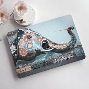 Graffiti Art Painting Hard Case Aztec Elephant Abstract Wall Street Animal Rubberized Laptop Cover for Macbook Air 11/13 Pro 13/14/15/16 +KB