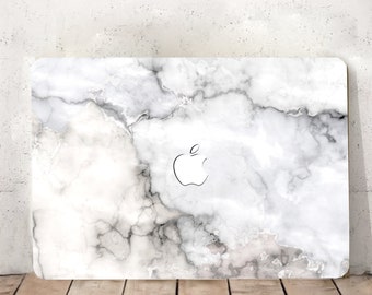 Gray White Classical Marble Vein Painting Hard Case Realistic Stone Design Printing Matte Laptop Cover for Macbook Air Pro 13/14/15/16 +KB