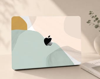 Pastel Green Brown Painting Macbook Case Neutral Rubberized Laptop Hard Minimal Cover