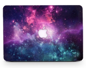 Blue Purple Starry Cosmic Hard Case Galaxy Sky Fire Rubberize Paint Laptop Cover for Macbook Air 11/13 Pro 13/15/16 2008-2020 +Keyboard Skin