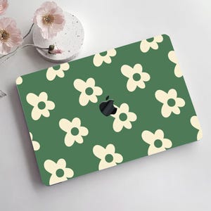 Aesthetic Flowers Sage Green Seamless Lovely Flora Cute Printing Hard Rubberized Laptop Case for Macbook Air Pro 13/14/15/16 +KB