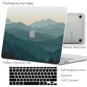 Gradual Painting Hard Rubberized Laptop Landscape Mountains Art Print Case for MacBook Air 11/13 Pro13/14/15/16 2008-2023 Keyboard Cover image 3