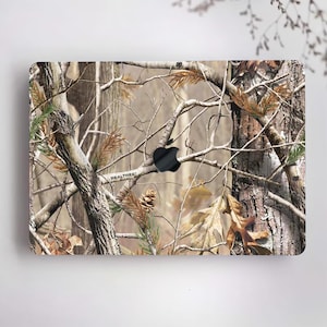 Real Tree Camouflage Design Hard Case Leaves Custom Paint Hard Rubberized Laptop Shell for Macbook Air 11/13 Pro 13/15/16 M4 +Keyboard Skin