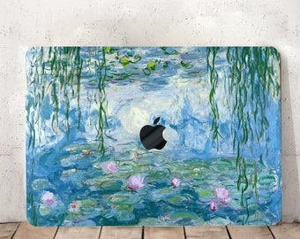 Water Lilies Oil Painting Design Art Leaf Hard Shell Famous Artwork Rubberized Laptop Case for Macbook Air 11/13 Pro 13/14/15/16 +kb Cover