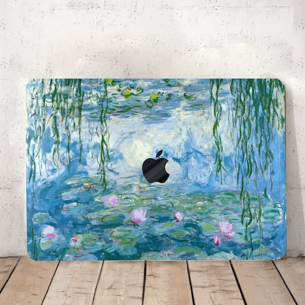 Water Lilies Oil Painting Design Art Leaf Hard Shell Famous Artwork Rubberized Laptop Case for Macbook Air 11/13 Pro 13/14/15/16 +kb Cover