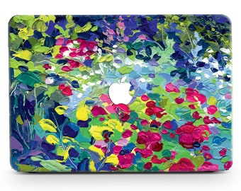 Abstract Art Flower Oil Painting Skin Laptop Case Hard Mac Rubberized Shell for Macbook Air 11/13 Pro 13/15/16 2008-2020 and Keyboard Cover