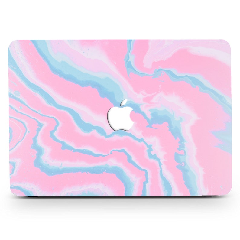 Pink Blue and White Abstract Art Paint Hard Case Front Bottom Ru