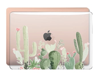 Floral Pattern Flower Cactus Hard Case for Macbook Pro 13 A1706 A1708 A1989 Succulent Cactus Laptop Case for Apple Mac Pro 13 inch Latest Release 2018 Durable Shell Cover MA2147